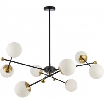 Люстра потолочная LUMION MELODY 6581/8 MODERNI LN24 E14 8*40W 220V черный, золотой/белый металл /стекло