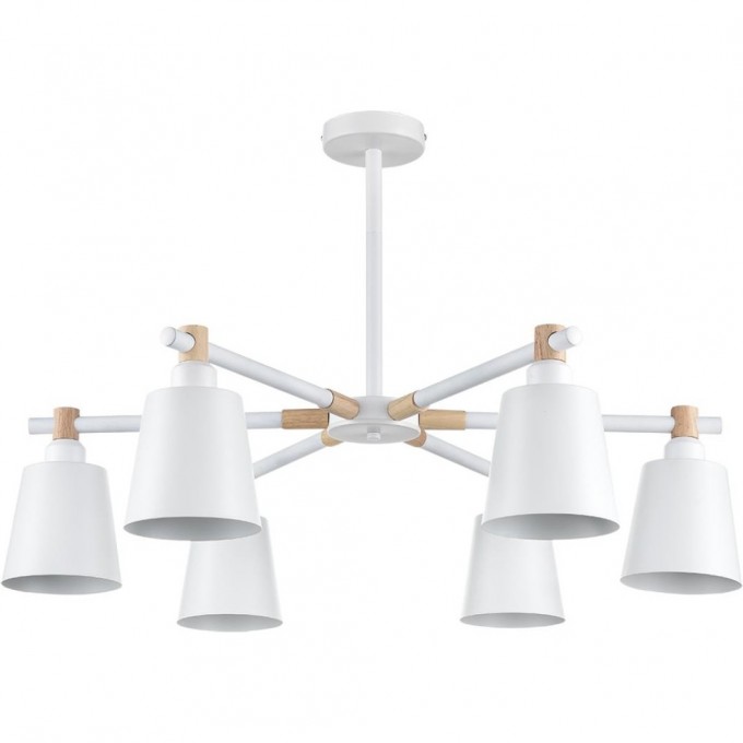 Люстра потолочная LUMION ROSALINA MODERNI LN25 269 Е27 6*60W 220V белый/белый металл, дерево/металл 8097/6C