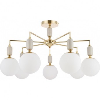 Люстра потолочная LUMION VIVIEN 6580/7C CLASSI LN24 E14 7*40W 220V французское золото, серый/белый металл, керамика/стекло