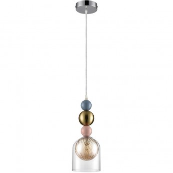 Подвесной светильник LUMION GALLO 8067/1A MODERNI LN25 299 G9 1*20W 220V хром/амбер/прозрачный, металл/стекло