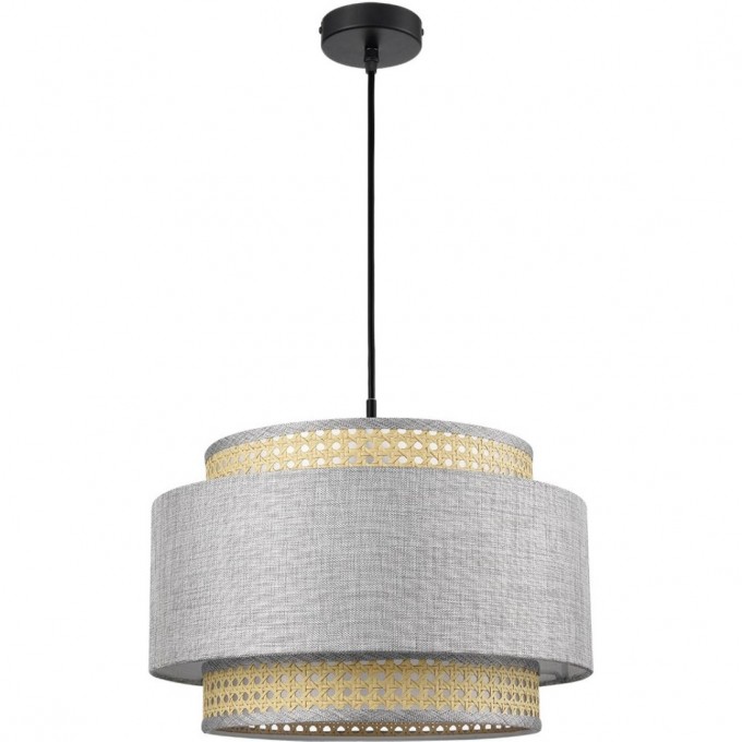 Подвесной светильник LUMION LAUNA MODERNI LN25 Е27 1*60W 220V черный/серый/бежевый, металл/текстиль/ротанг 8043/1