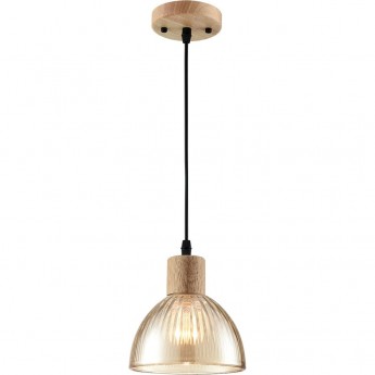 Подвесной светильник LUMION NATANA 8054/1А SUSPENTIONI LN24 E27 1*60W 220V дерево/амбер металл/стекло